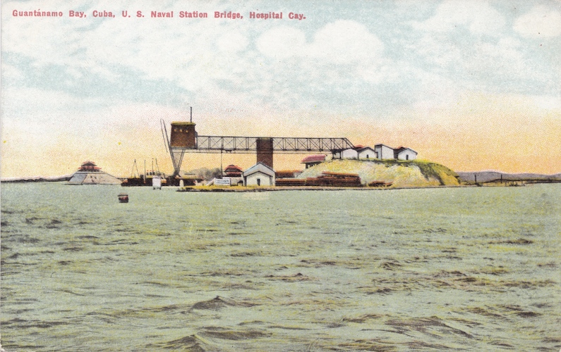 Guantánamo Bay, Cuba. U.S. Naval Station Bridge. Hospital Cay. No photographer, no publisher indicated. c. 1903-1920.